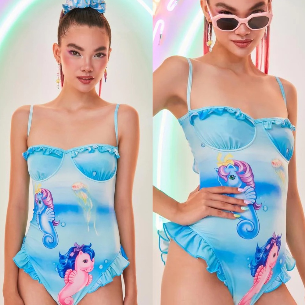 Dolls Kill x My Little Pony Aquatic Soul One-Piece Swimsuit size S Small